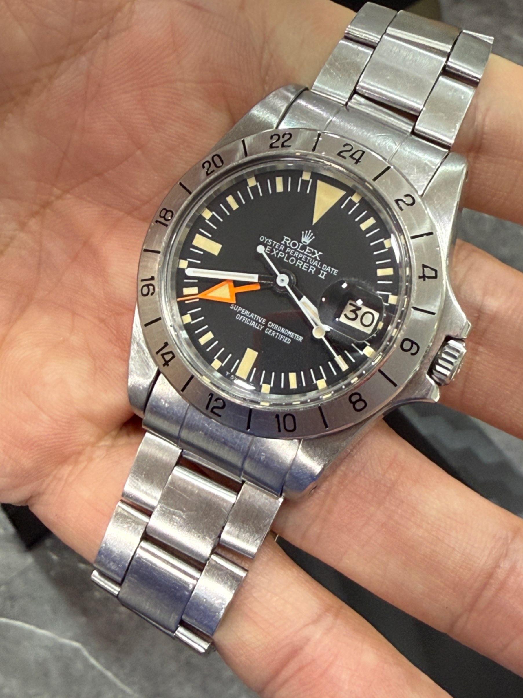 レオルル Rolex 15200 Oyster Perpetual Date Blue Arabic 34mm SS Watch